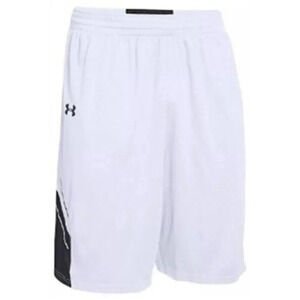 Men's Under Armour Basketball Shorts 10" Inseam  White/Black Adult S